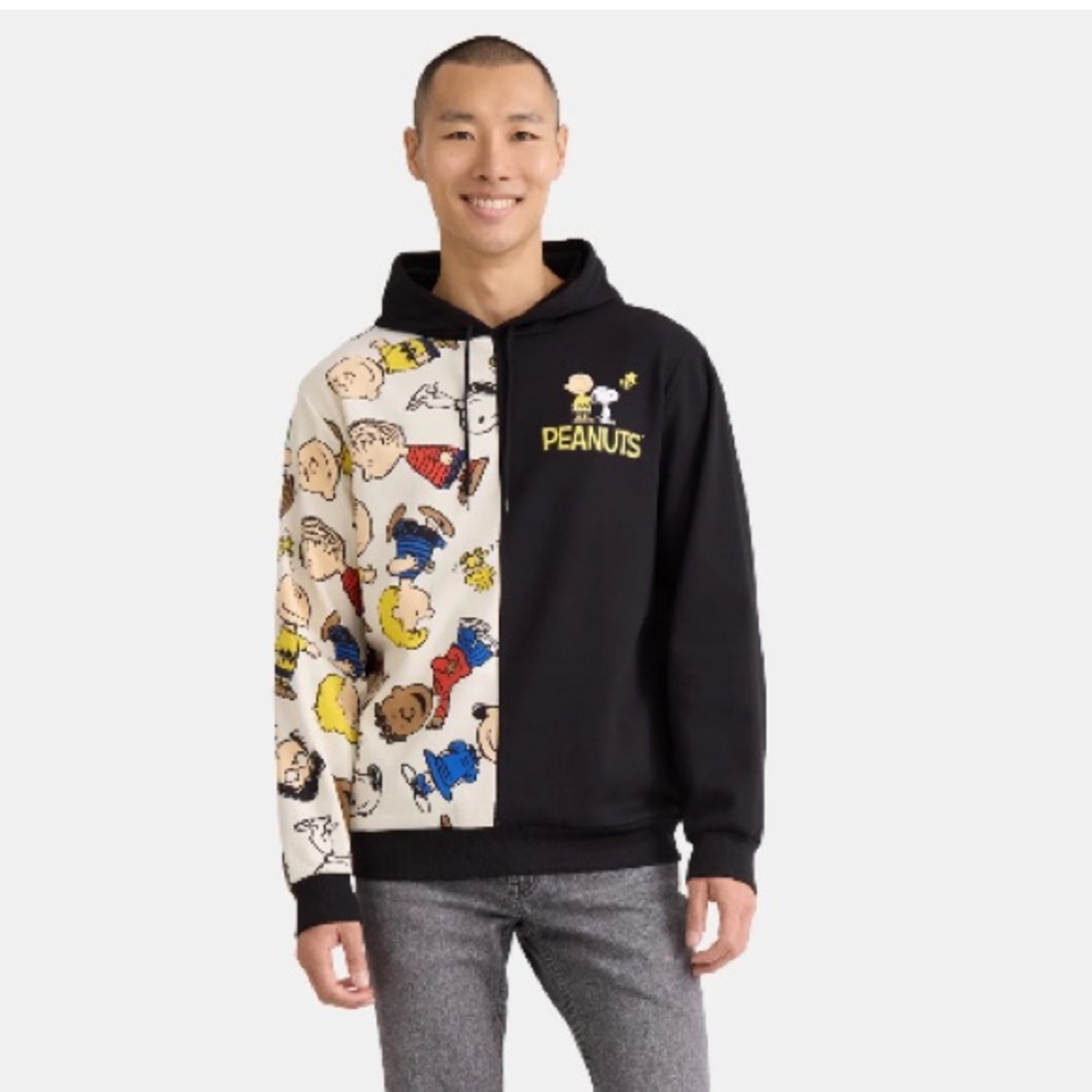 Peanut Graphic Hoodie Sweatshirt with Long Sleeves, Size Mens Medium